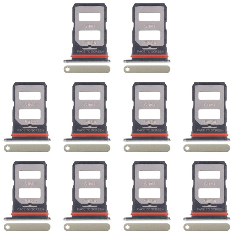 Per Xiaomi 14T 5G 10 pezzi Vassoio per schede SIM originali + vassoio per schede SIM, For Xiaomi 14T 5G(Original)