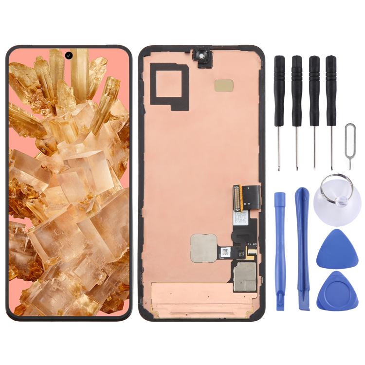Schermo LCD digitalizzatore completo con cornice, originale Google Pixel 8 GKWS6, incluso cavo flessibile per impronte digitali., For Google Pixel 8(Original)