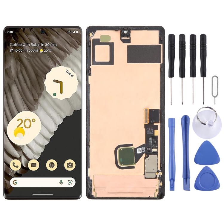 Schermo LCD digitalizzatore completo con cornice, modello GP4BC GE2AE originale per Google Pixel 7 Pro, cavo flessibile per impronta digitale incluso., For Google Pixel 7 Pro(Original with Fingerprint)