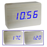 Orologio in legno 3 in 1 (visualizza alternativamente ora, mese, data e temperatura), bianco, 3 in 1 Wooden Clock