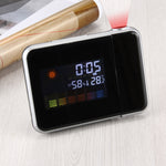 Sveglia con proiezione LED con display LCD digitale a colori multifunzionale con stazione meteorologica/temperatura/umidità/calendario, LED Projection Alarm Clock