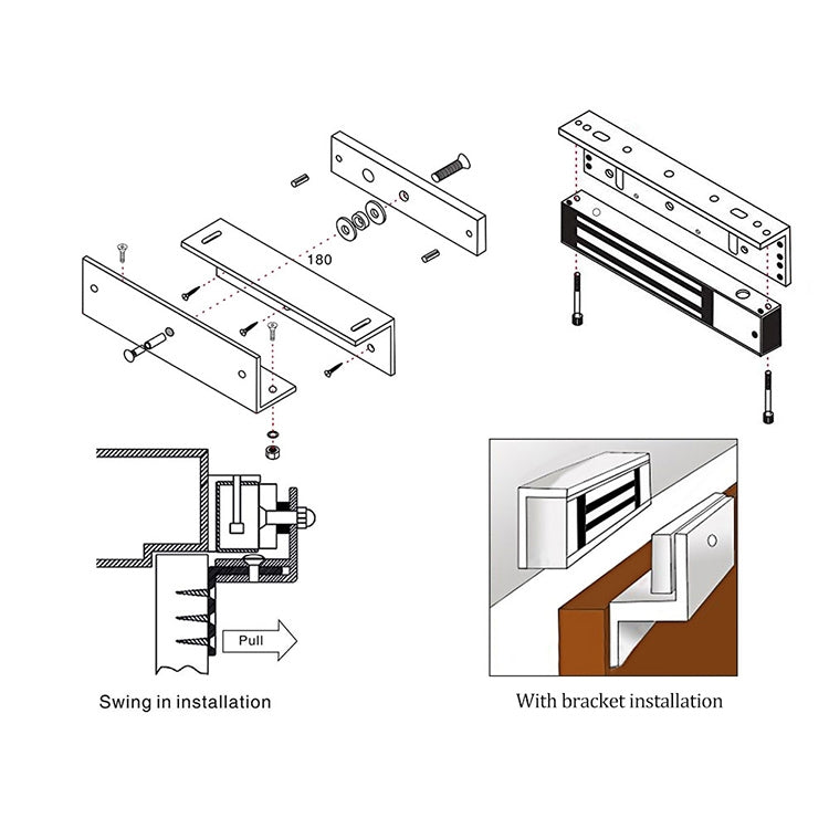 Serratura magnetica a porta singola YH-180 (300 libbre)