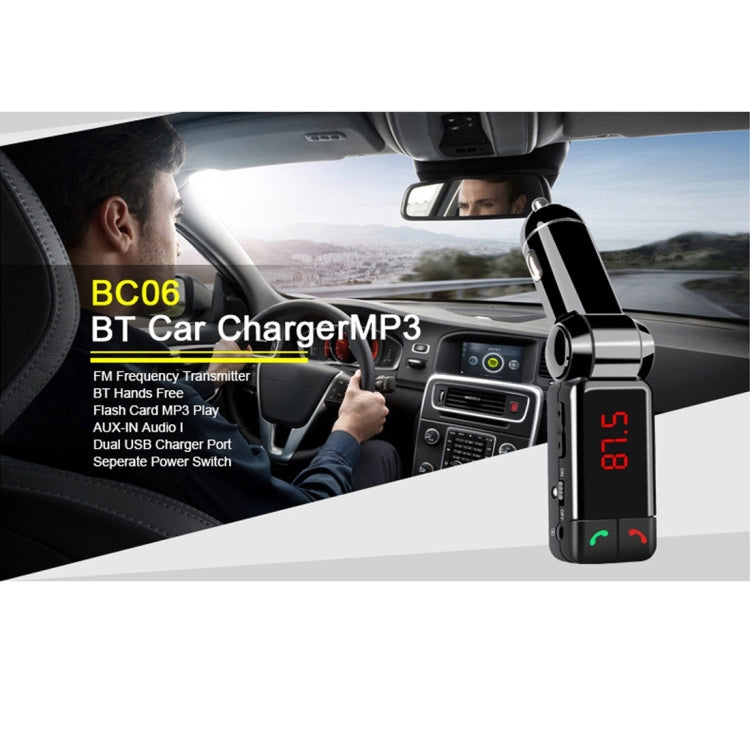 BC-06 Kit per auto Bluetooth Trasmettitore FM Lettore MP3 per auto con display LED, 2 caricatori USB e funzione vivavoce, BC06