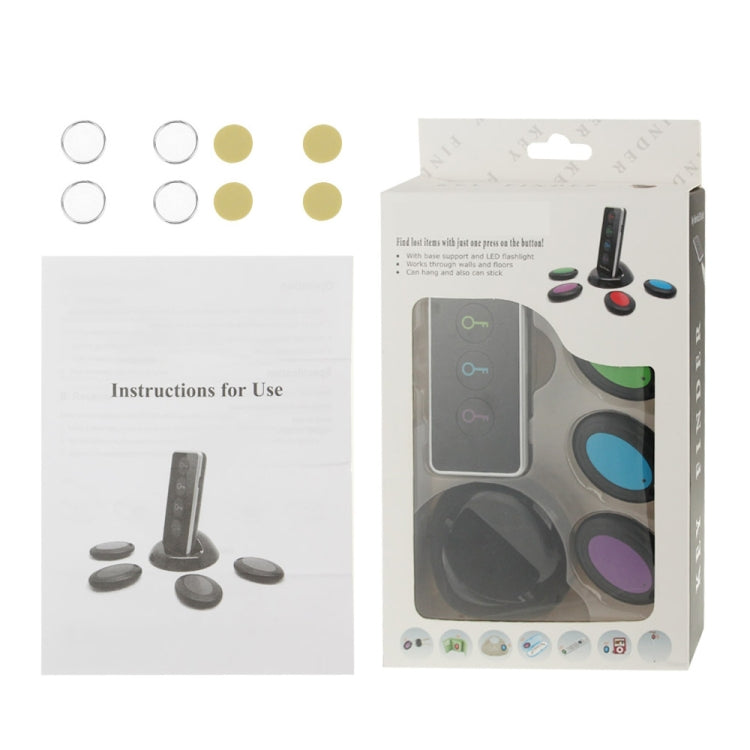 Trovachiavi wireless remoto intelligente con torcia a LED, 1 trasmettitore RF e 4 ricevitori, Key Finder