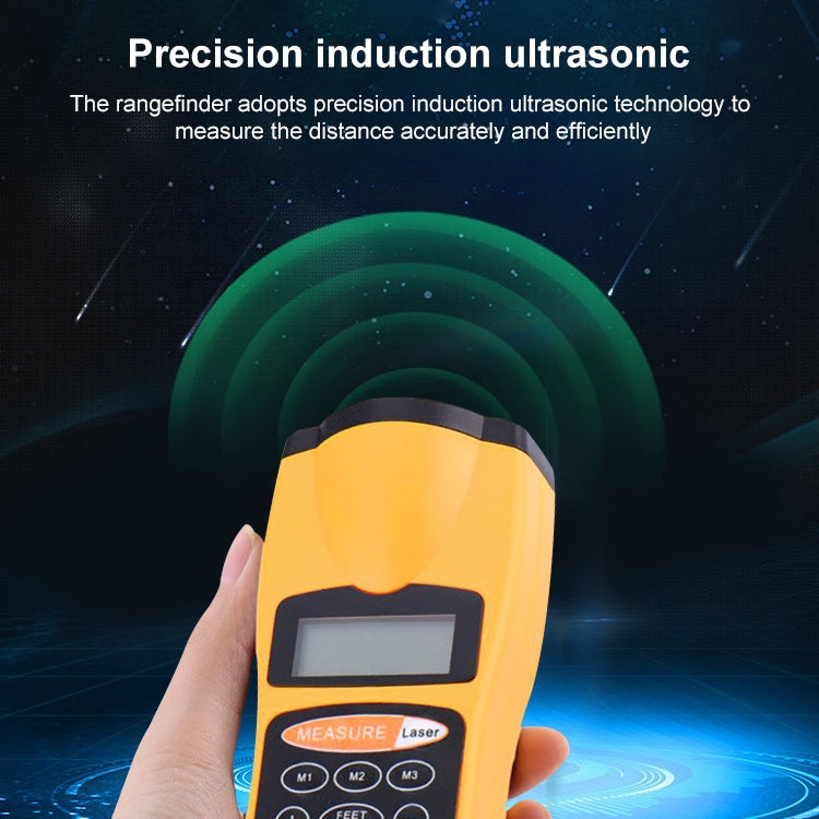 Misuratore di distanza ad ultrasuoni LCD da 1,8 pollici con punto laser rosso, CP-3007 (1,5-60 piedi), CP-3007