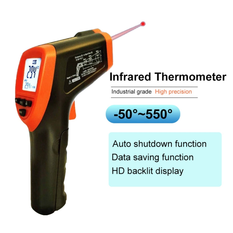 Termometro a infrarossi DT-8380, intervallo di temperatura: -50 - 550 gradi Celsius, intervallo di distanza: 35 cm, Infrared Thermometer