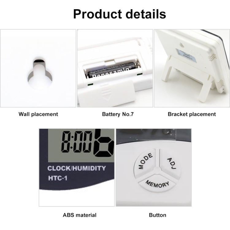 Misuratore digitale di temperatura e umidità LCD da 3,8 pollici con orologio/calendario (HTC-1), HTC-1