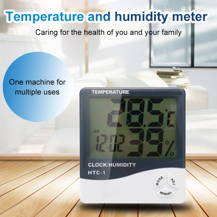 Misuratore digitale di temperatura e umidità LCD da 3,8 pollici con orologio/calendario (HTC-1), HTC-1