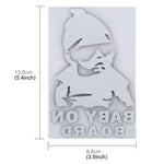 Adesivo per auto in vinile con motivo Baby On Board, dimensioni: 20 cm x 13 cm, Black, Grey, White