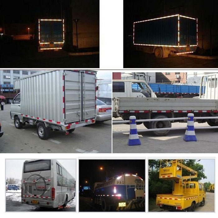 10 adesivi riflettenti per camion con avvertenze di sicurezza per cinghie per auto, dimensioni: 29,5 cm x 4,8 cm (rosso + argento), Warning Car Strap