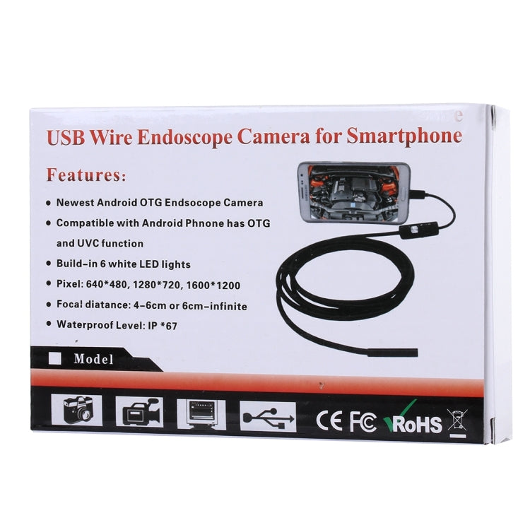 Telecamera di ispezione impermeabile per tubo serpente endoscopio Micro USB con 6 LED per telefono Android OTG, lunghezza: 1 m, diametro lente: 7 mm, 7mm