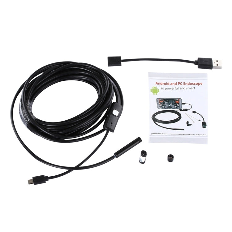 Telecamera di ispezione per tubo serpente endoscopio micro USB impermeabile con 6 LED per telefono Android OTG, lunghezza: 5 m, diametro lente: 7 mm, 7mm