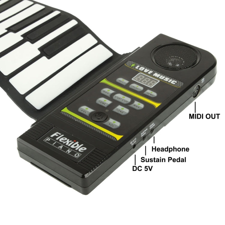 Pianoforte roll up flessibile in silicone MIDI portatile a 88 tasti, tastiera: 133 x 14,2 x 0,6 cm, 88 Keys Roll Up Piano