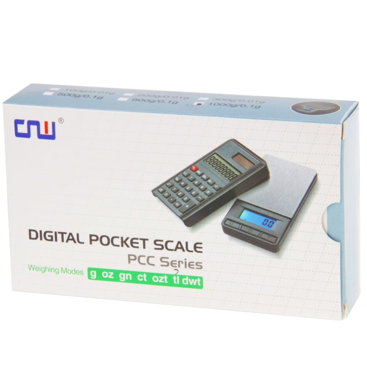 Bilancia digitale per gioielli 2 in 1 tascabile elettronica 1000 g x 0,1 g + calcolatrice con display LCD a cifre, 1000g x 0.1g