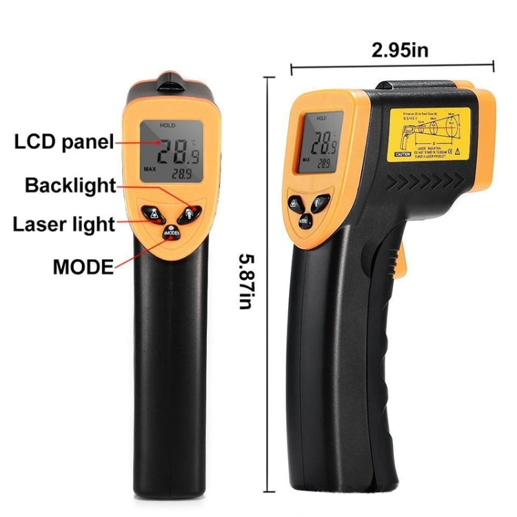 Termometro a infrarossi, intervallo di temperatura: -50 - 380 gradi Celsius (D:S = 12:1), Infrared Thermometers