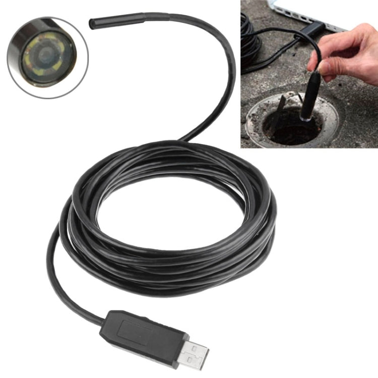 Telecamera di ispezione per tubo serpente endoscopio USB impermeabile con 6 LED per parti della funzione OTG del telefono cellulare Android, lunghezza: 5 m, diametro lente: 7 mm, 5m (Lens Diameter: 7mm)