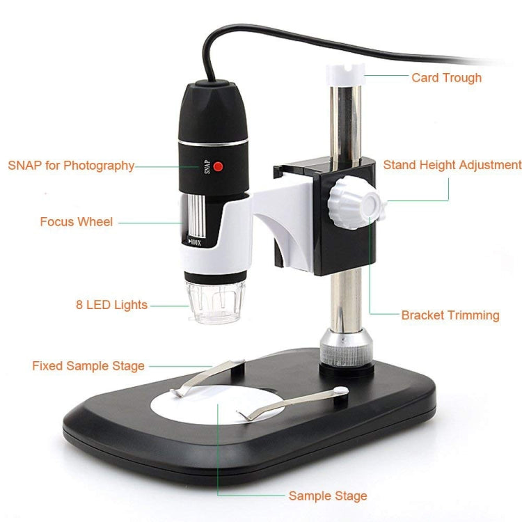 Microscopio digitale USB 40X-800X con 8 LED e messa a fuoco manua