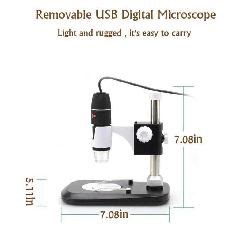 DMS-MDS800 Microscopio digitale USB con sensore di immagine 40X-800X con lente d'ingrandimento 40X-800X con 8 LED e supporto professionale, 40X-800X