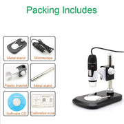 DMS-MDS800 Microscopio digitale USB con sensore di immagine 40X-800X con lente d'ingrandimento 40X-800X con 8 LED e supporto professionale, 40X-800X