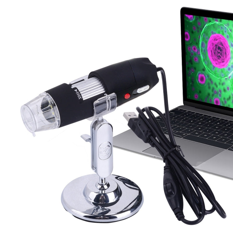 Microscopio digitale USB 800X da 2,0 megapixel con 8 LED a luce bianca/supporto, 800X