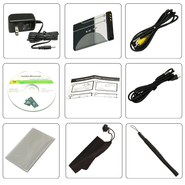 Microscopio digitale portatile LCD 3" 500X 5MP con 8 LED