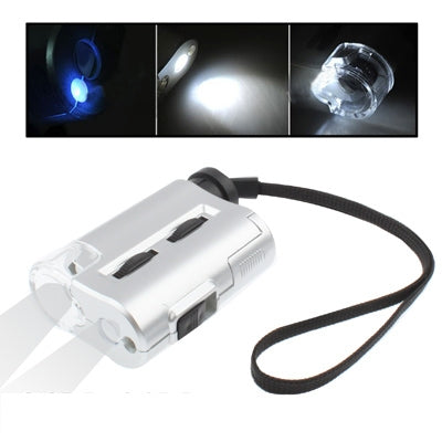 Microscopio tascabile 30X-60X con luci a 2 LED/luce rilevatore di denaro, 30X-60X