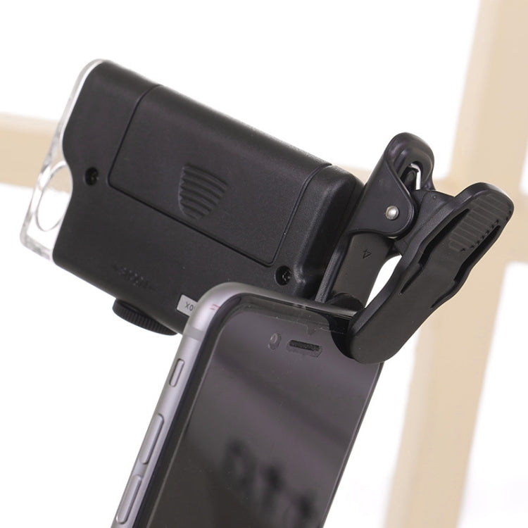 Lente d'ingrandimento per gioielli con clip per microscopio per telefono 60X-100X con luce a LED, 60X-100X Clip