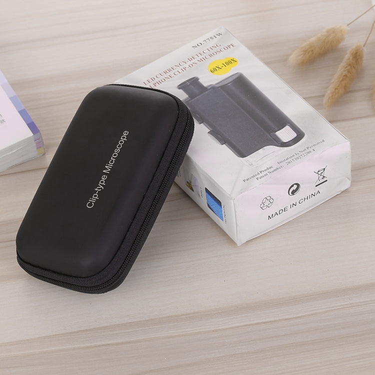 Lente d'ingrandimento 60X-100X con clip e luce LED per smartphone