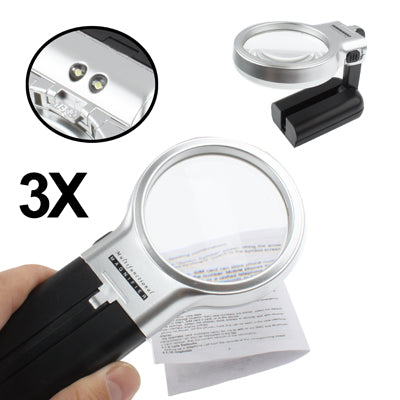 Lente d'ingrandimento multifunzione portatile 3X e a mani libere con 2 luci LED