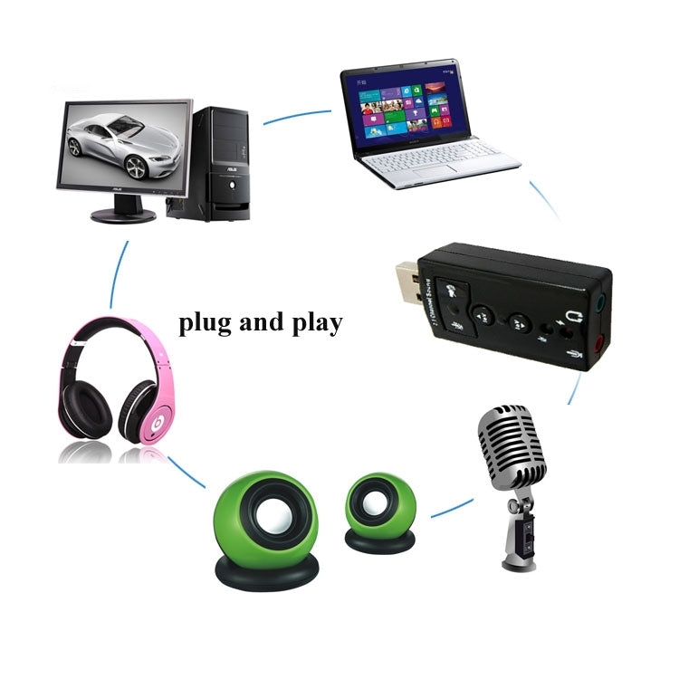 Adattatore audio USB a 2.1 canali, Plastic 2.1 Channel Black
