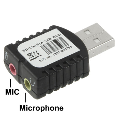 Adattatore audio stereo USB 2.0, alimentazione esterna non richiesta, Plastic 5.1 Channel Black