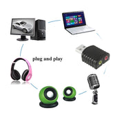 Adattatore audio stereo USB 2.0, alimentazione esterna non richiesta, Plastic 5.1 Channel Black