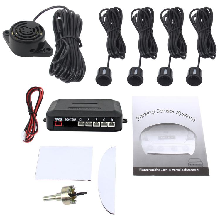 Kit sensori di parcheggio automatici con 4 sensori elettromagnetici nero