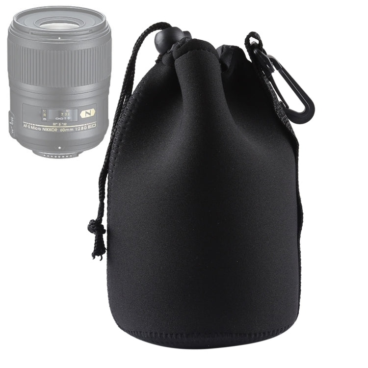 Borsa per il trasporto dell'obiettivo della fotocamera reflex in neoprene con moschettone, dimensioni: 10x18 cm, Size: 10x18cm