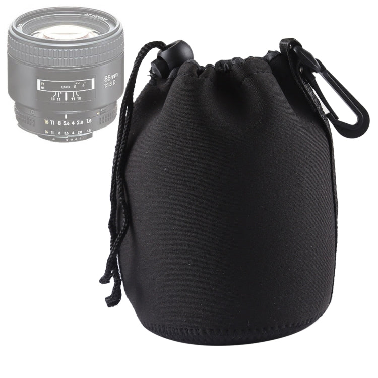Borsa per il trasporto dell'obiettivo della fotocamera reflex in neoprene con moschettone, dimensioni: 10x14 cm, Size: 10x14cm