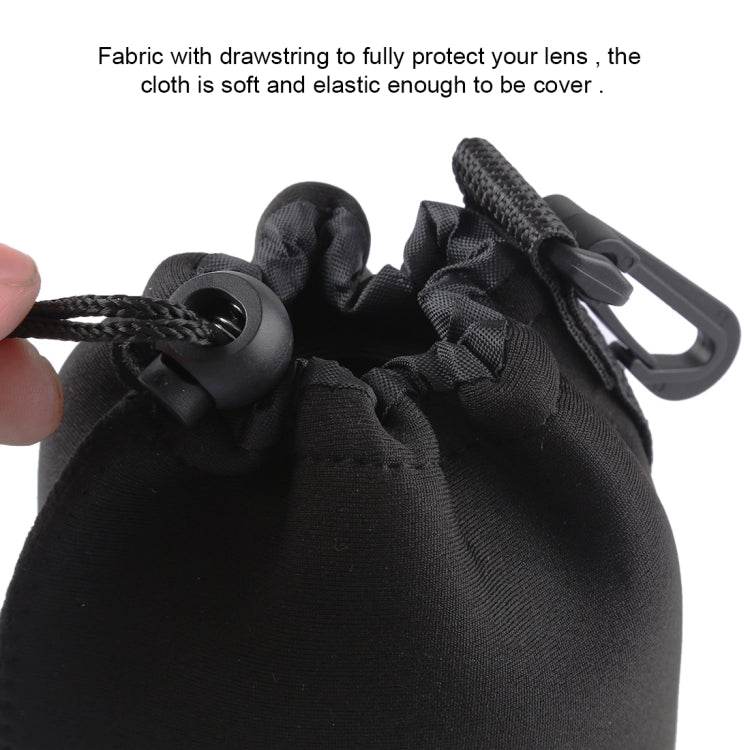 Borsa per il trasporto dell'obiettivo della fotocamera reflex in neoprene con moschettone, dimensioni: 10x14 cm, Size: 10x14cm
