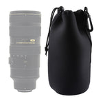 Borsa per il trasporto dell'obiettivo della fotocamera reflex in neoprene con moschettone, dimensioni: 10x22 cm, Size: 10x22cm