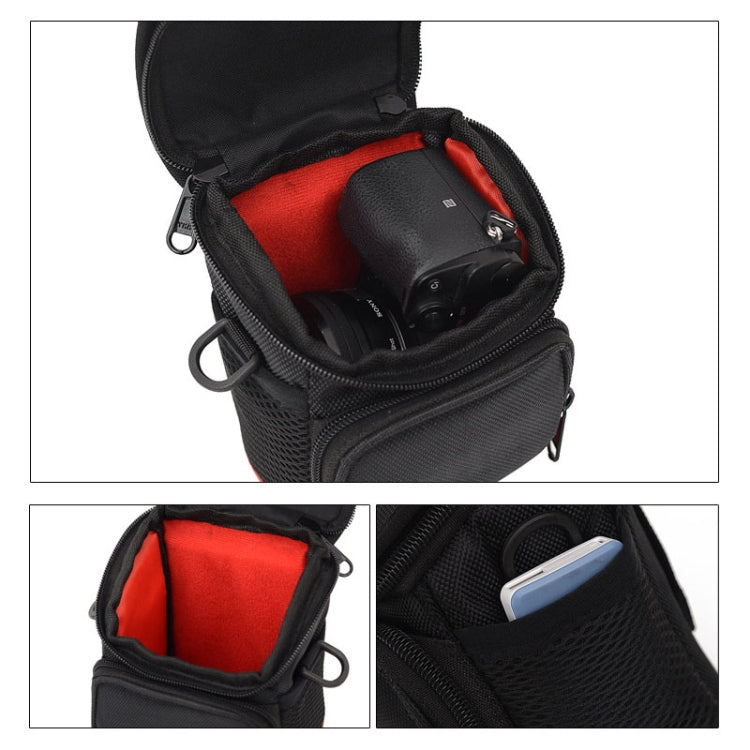 Mini borsa fotografica universale in tessuto digitale con tracolla, dimensioni: 115 x 105 x 155 mm, 11 x 10 x 15cm(Black)