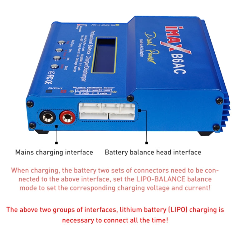 Caricabatterie con bilanciamento della batteria Lipo LCD RC iMAX B6AC da 2,6 pollici (100-240 V/spina UE), B6AC