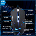 Mouse ottico USB da gioco T7 cablato a 3 colori modificabili 1200 DPI 1600 DPI 2400 DPI, T7