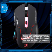 Mouse ottico USB da gioco T7 cablato a 3 colori modificabili 1200 DPI 1600 DPI 2400 DPI, T7