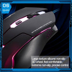 Mouse ottico USB da gioco T7 cablato a 3 colori modificabili 1200 DPI 1600 DPI 2400 DPI, T7
