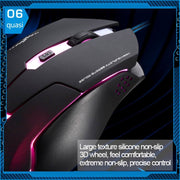 Mouse ottico USB da gioco T7 cablato a 3 colori modificabili 1200 DPI 1600 DPI 2400 DPI, T7