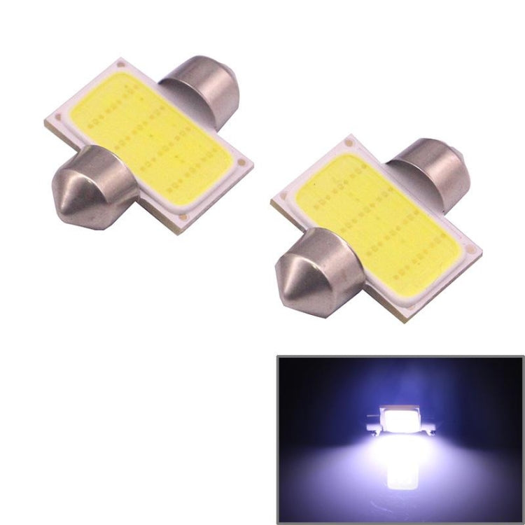 2 PZ 31mm 1.5W 80LM Luce bianca 1 COB LED Luci di lettura targa Lampadina per auto, 31mm