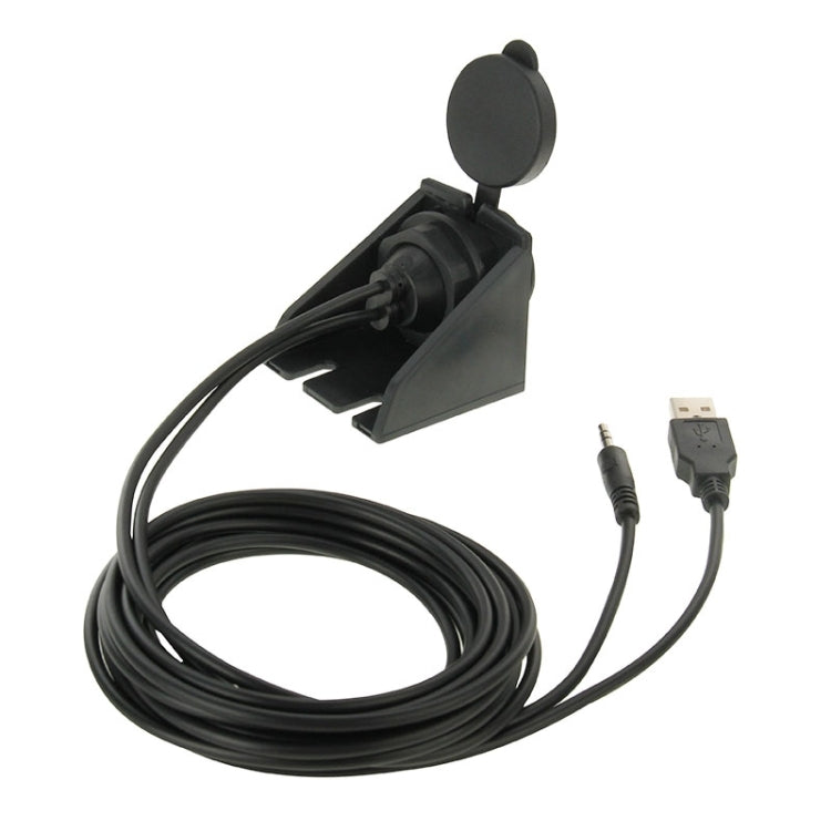 Cavo di prolunga USB 2.0 e 3,5 mm maschio-femmina con montaggio ad incasso per auto, lunghezza: 2 m, USB 2.0 & 3.5mm Male to Female