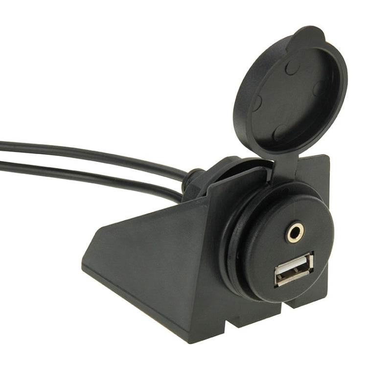Cavo di prolunga USB 2.0 e 3,5 mm maschio-femmina con montaggio ad incasso per auto, lunghezza: 2 m, USB 2.0 & 3.5mm Male to Female