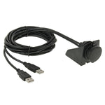 2 cavi di prolunga USB 2.0 maschio-femmina con montaggio a incasso per auto, lunghezza: 2 m, 2 USB 2.0 Male to Female