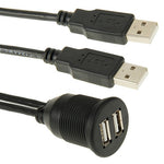 2 cavi di prolunga USB 2.0 maschio-femmina con montaggio a incasso per auto, lunghezza: 2 m, 2 USB 2.0 Male to Female
