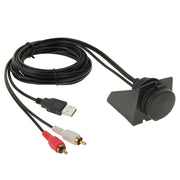 Cavo adattatore USB 2.0 e 2 RCA maschio a USB 2.0 e femmina da 3,5 mm con montaggio ad incasso per auto, lunghezza: 2 m, USB 2.0 & 2 RCA Male to USB 2.0 & 3.5mm Female
