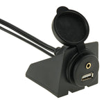 Cavo adattatore USB 2.0 e 2 RCA maschio a USB 2.0 e femmina da 3,5 mm con montaggio ad incasso per auto, lunghezza: 2 m, USB 2.0 & 2 RCA Male to USB 2.0 & 3.5mm Female